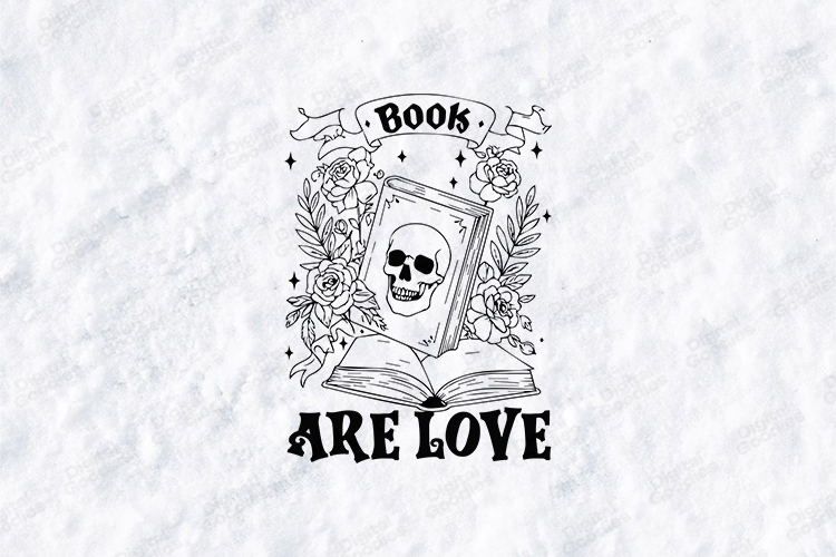 Book Are Love SVG - Gothic Skull Floral Bookish Cut File