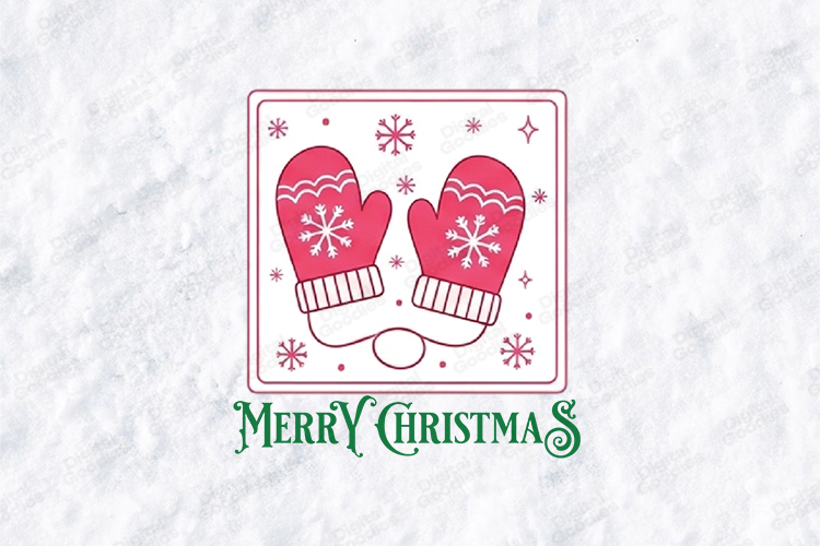 Merry Christmas Mittens Icon SVG | Cute Pink Winter Art