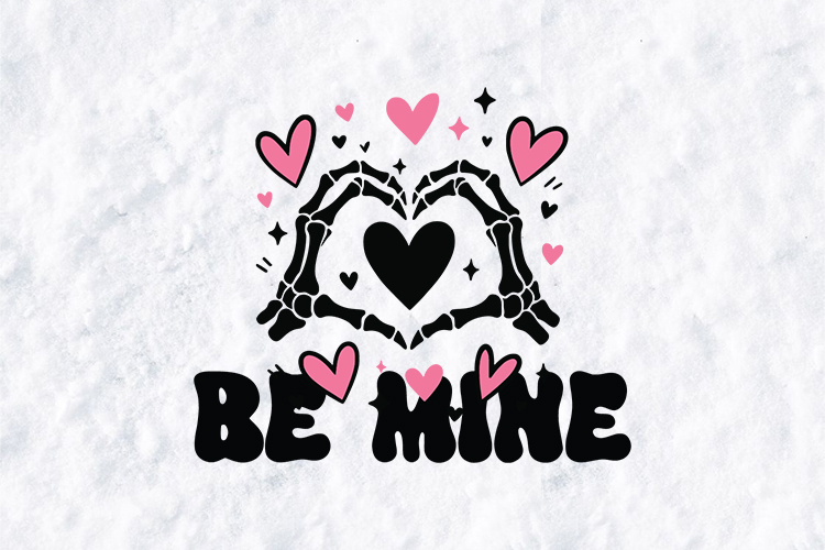 Skeleton Heart Hands Be Mine SVG - Retro Valentine Graphic