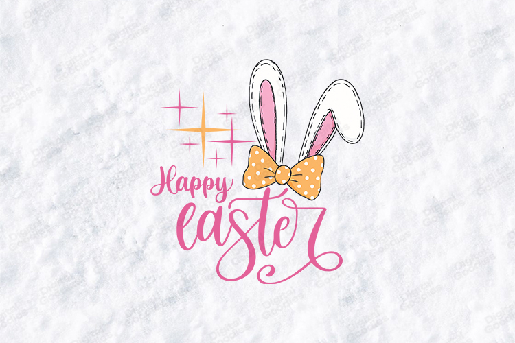 Happy Easter Bunny Ears SVG - Trendy Retro Bow PNG Design