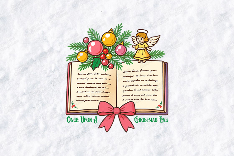 Once Upon A Christmas Eve SVG | Holiday Book Angel Art