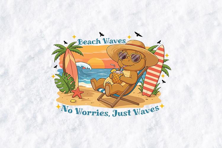 Cute Dinosaur Beach Sunset SVG - Summer Vacation Vacation