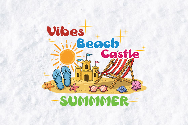 Vibes Beach Castle Summer SVG - Sandcastle Vacation PNG