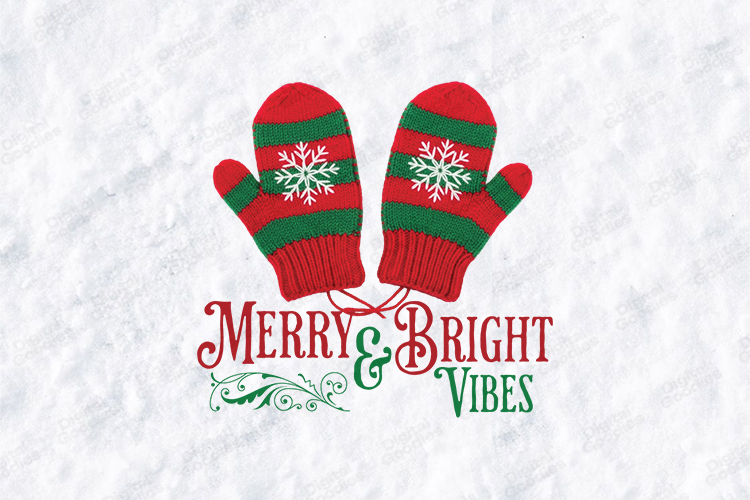 Merry & Bright Vibes Mittens SVG | Cozy Winter Art