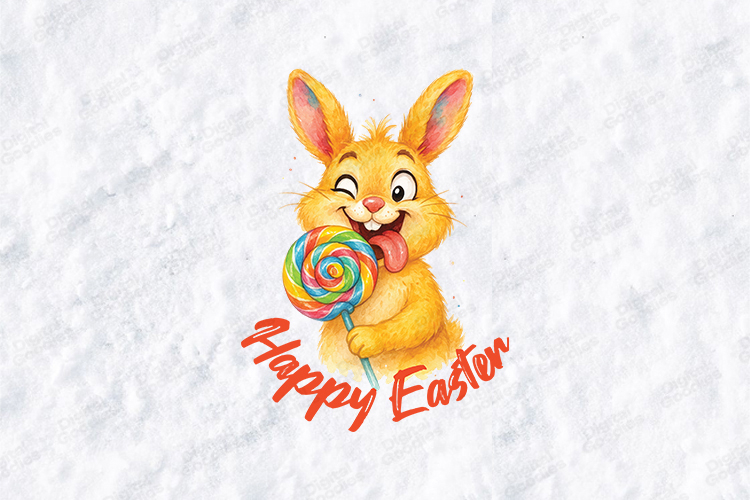 Happy Easter Bunny Lollipop SVG - Cute Kids Easter PNG