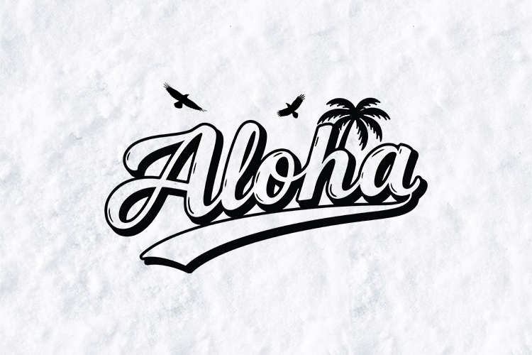 Aloha SVG - Minimalist Palm Tree Retro Coastal Quote Art