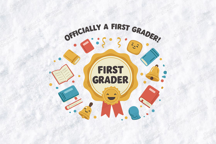 Officially a First Grader SVG - School Award Ribbon Cut File