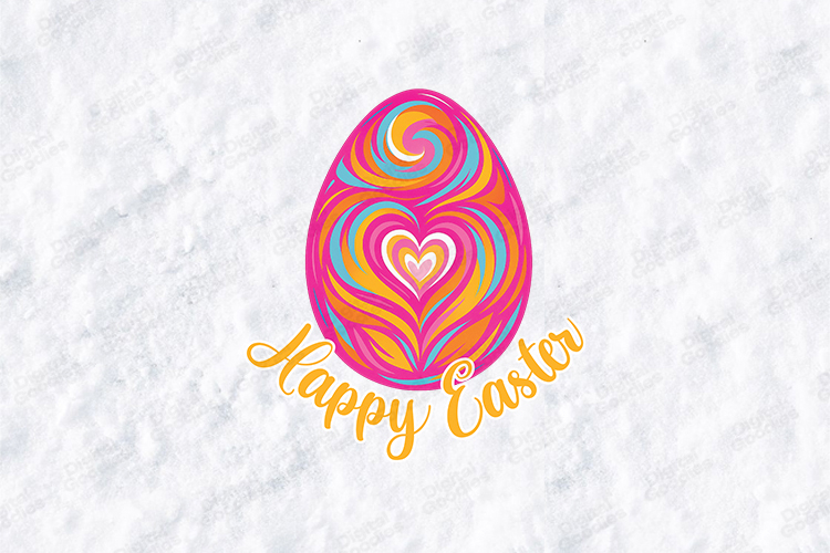 Happy Easter Swirl Egg SVG - Vibrant Colorful Heart Design