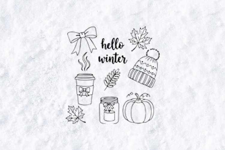 Hello Winter Cozy Season Doodles - Hand Drawn SVG Elements