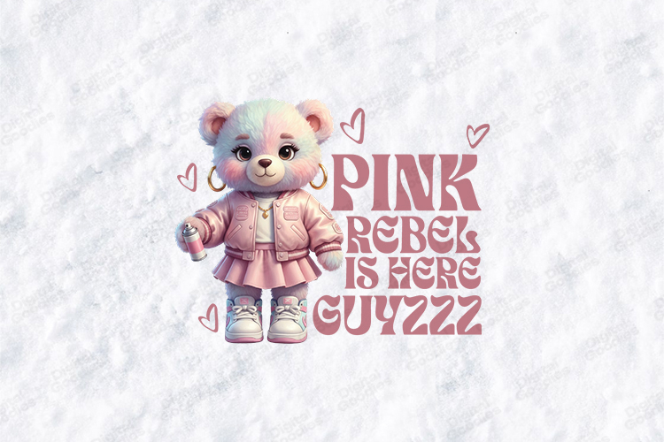 Pink Rebel Teddy Bear SVG - Cute Graffiti Girl Bear Design