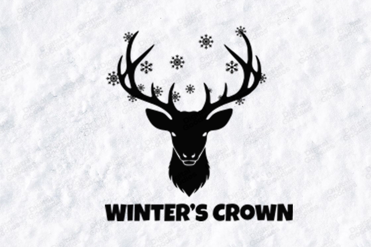Winters Crown Deer SVG, Majestic Snowflake Reindeer PNG