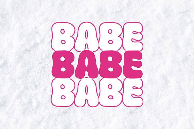 Retro Babe Valentine SVG - Bubbly Pink Typography PNG