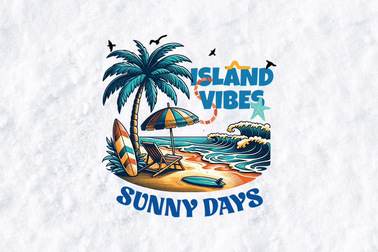 Island Vibes Sunny Days Tropical Beach Sublimation Design