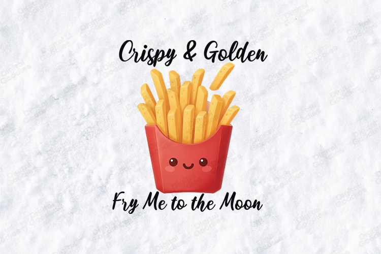 Kawaii Crispy & Golden Fry Me to the Moon SVG - French Fries example image 1