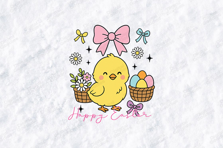 Cute Happy Easter Chick SVG - Coquette Bow Easter Sweatshirt