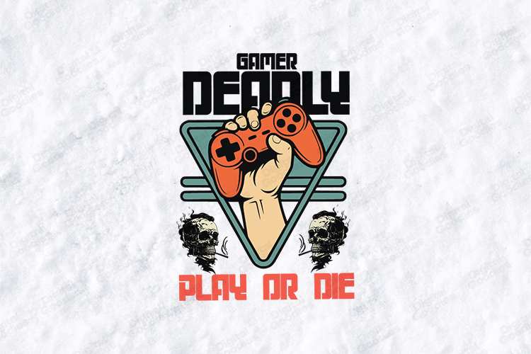 Deadly Gamer SVG - Play or Die Hand Controller Digital