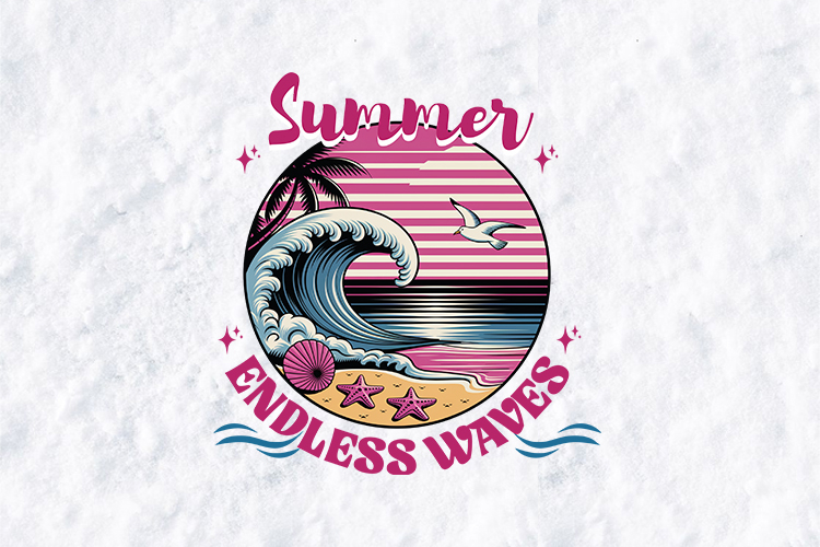 Retro Summer Endless Waves Beach SVG T-Shirt Design