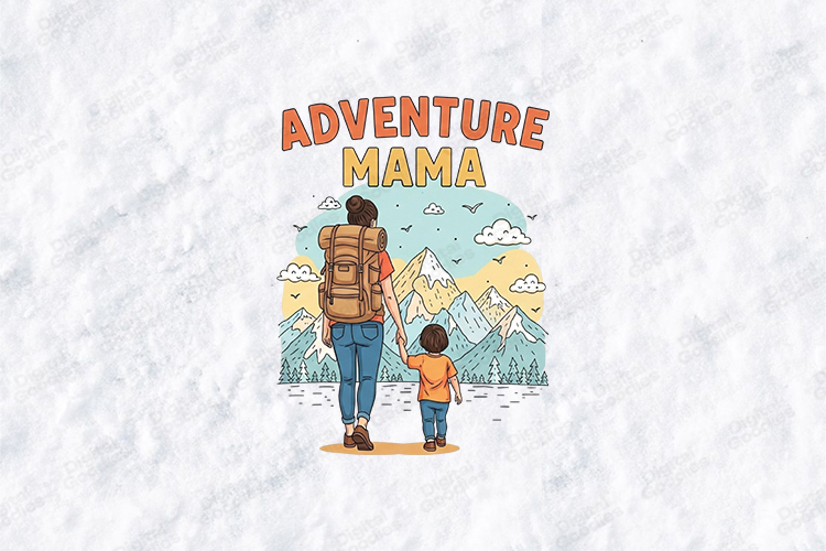 Adventure Mama SVG - Motherhood Hiking Mountains Art