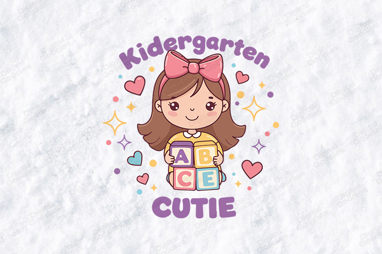 Kindergarten Cutie SVG - Kawaii School Girl Alphabet Blocks