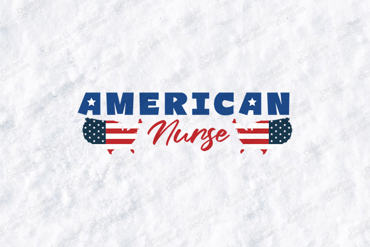 American Nurse Patriotic USA Flag Sublimation PNG Design