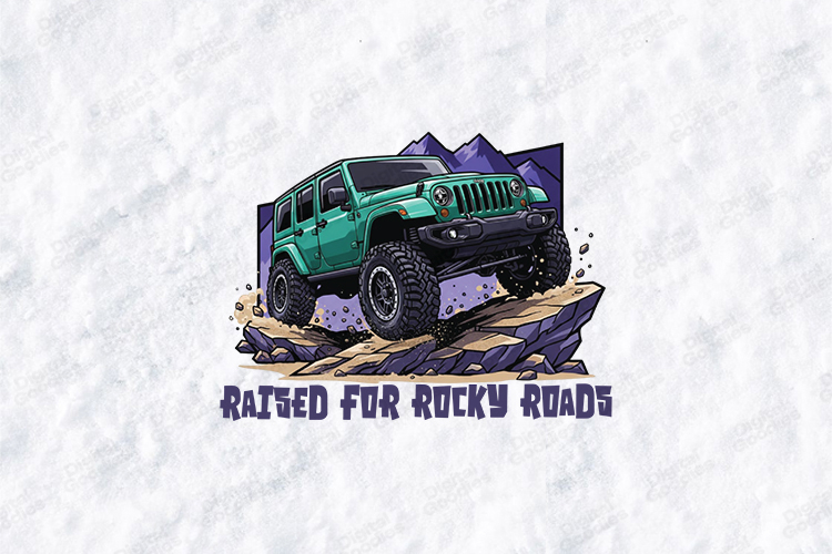 Raised For Rocky Roads SVG - Teal Jeep 4x4 Offroad Cut File