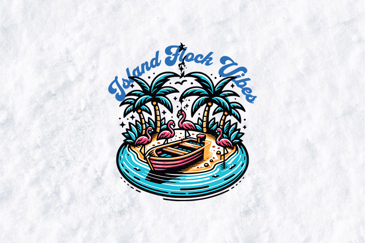 Island Flock Vibes Retro Flamingo SVG Tropical Beach Design