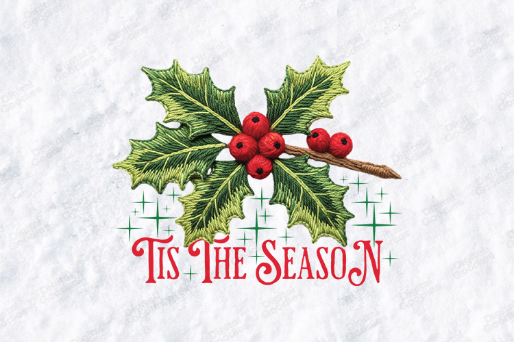 Tis The Season Holly Berries SVG | Classic Christmas Art