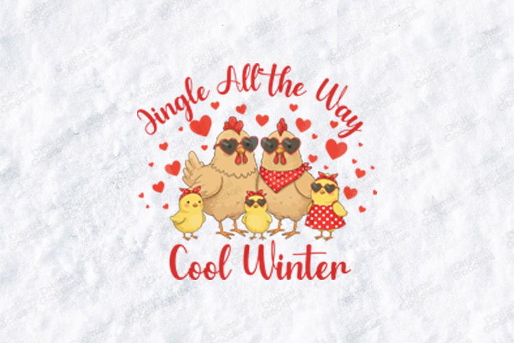 Jingle All The Way Cool Winter Chicken Family Christmas SVG