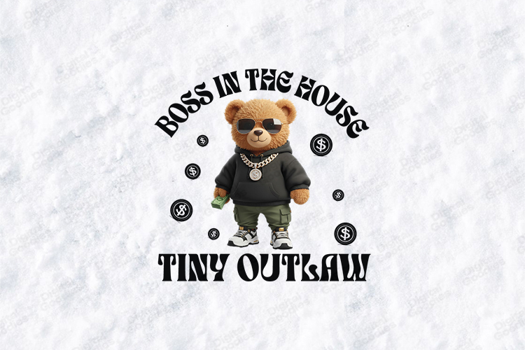 Tiny Outlaw Teddy Bear SVG - Boss In The House Hip Hop Art