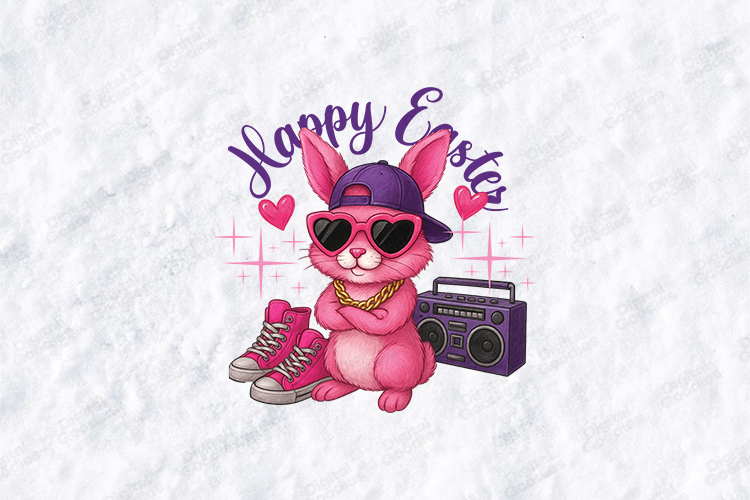 Retro Hip Hop Pink Easter Bunny SVG - Cool Bunny Design
