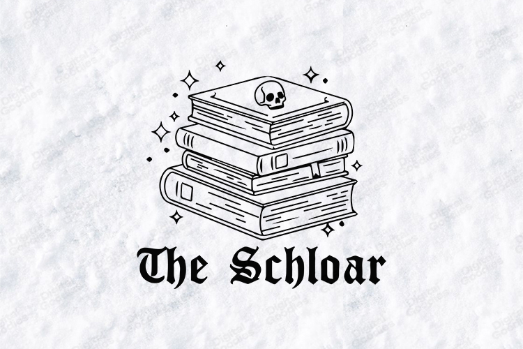 The Scholar SVG - Gothic Book Stack Skull Celestial Cut File