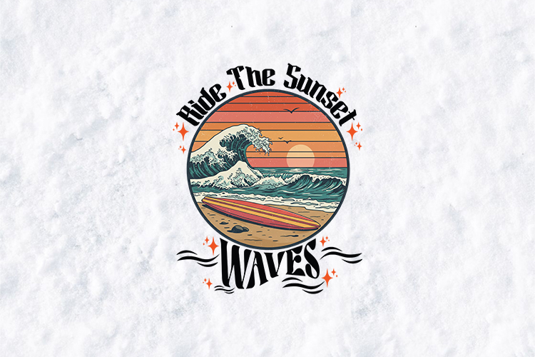 Retro Ride The Sunset Waves Vintage Surf T-Shirt Design