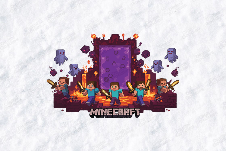 Minecraft SVG - Nether Portal Steve Battle Digital Design