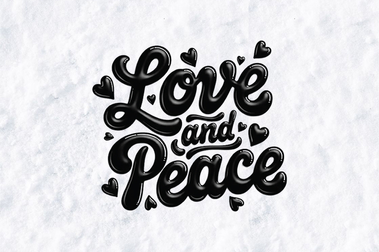 Love and Peace SVG - 3D Bubble Typography Aesthetic Design