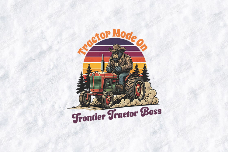 Tractor Mode On SVG - Gorilla Farmer Retro Tractor Cut File
