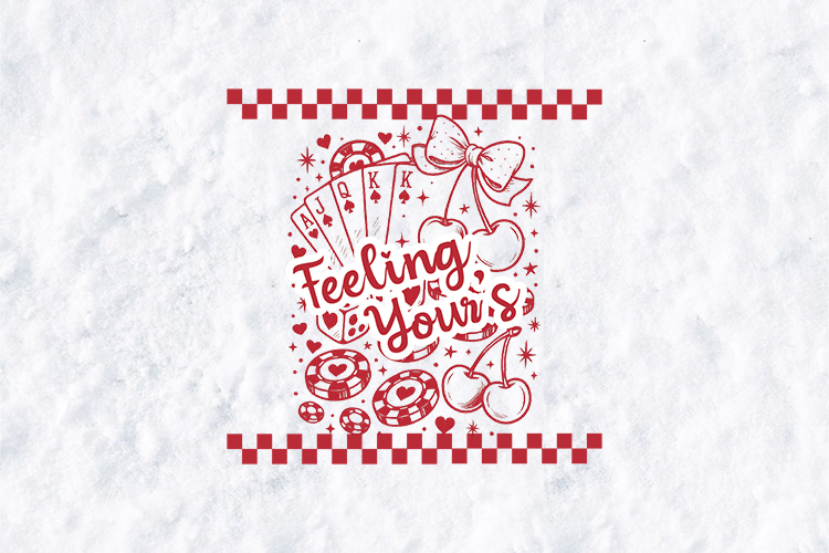 Retro Feeling Lucky Valentine Coquette Vegas PNG Design