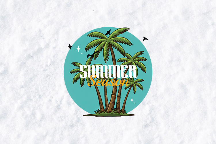 Summer Season SVG - Tropical Palm Tree Beach Circle PNG