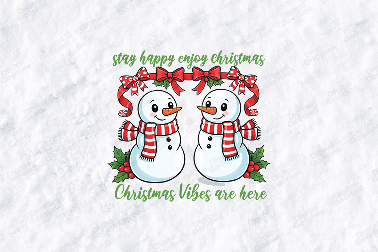 Stay Happy Snowman Christmas Vibes Sublimation Clipart