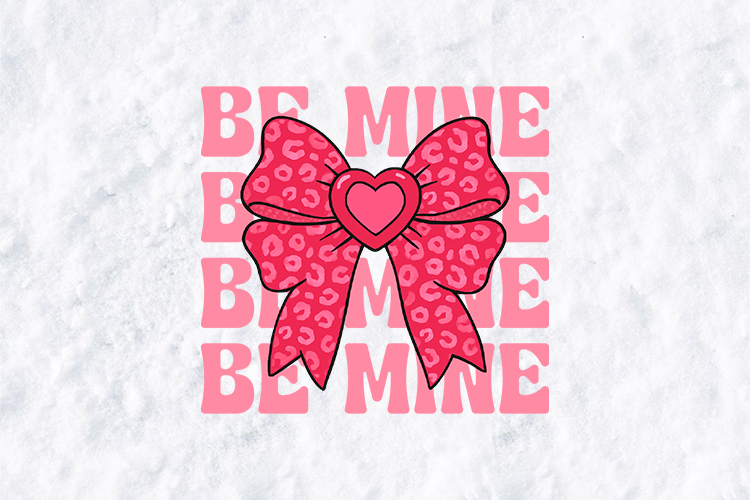 Be Mine Pink Leopard Bow PNG - Retro Valentine Sublimation