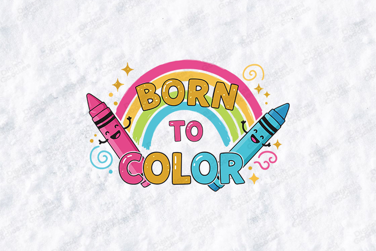 Born To Color SVG - Kawaii Crayon Rainbow Art Class File
