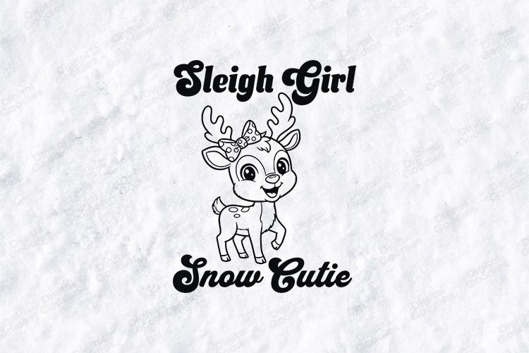 Sleigh Girl Snow Cutie Reindeer SVG Christmas Cut File