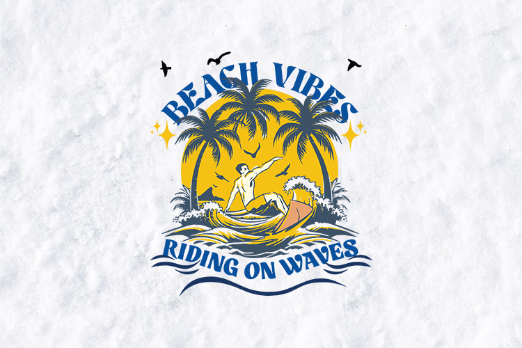 Retro Beach Vibes Surfing SVG & T-Shirt Illustration