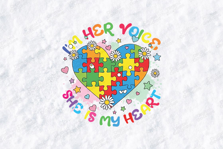 Im Her Voice SVG - Autism Awareness Puzzle Heart Cut File