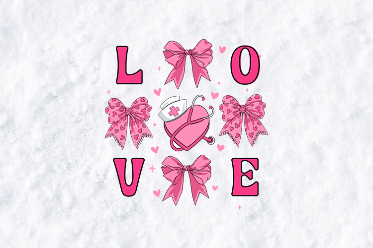 Pink Nurse Love Coquette Bow SVG - Nursing School Aesthetic