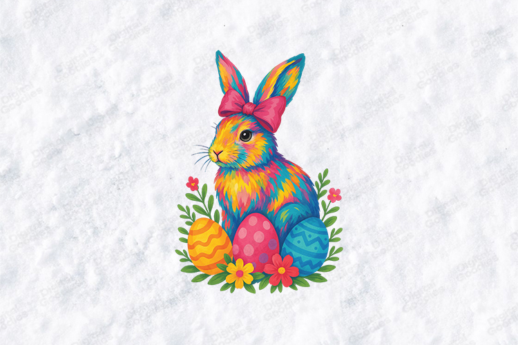 Colorful Watercolor Easter Bunny SVG - Rainbow Rabbit Design