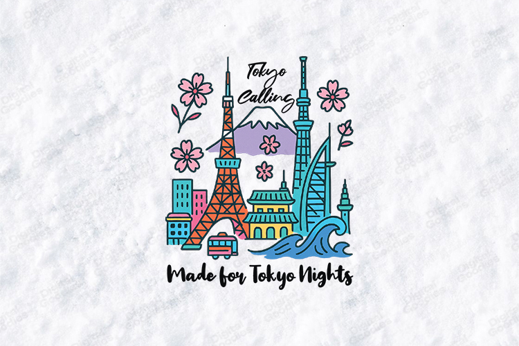 Tokyo Calling SVG - Colorful Japan Skyline City Cut File