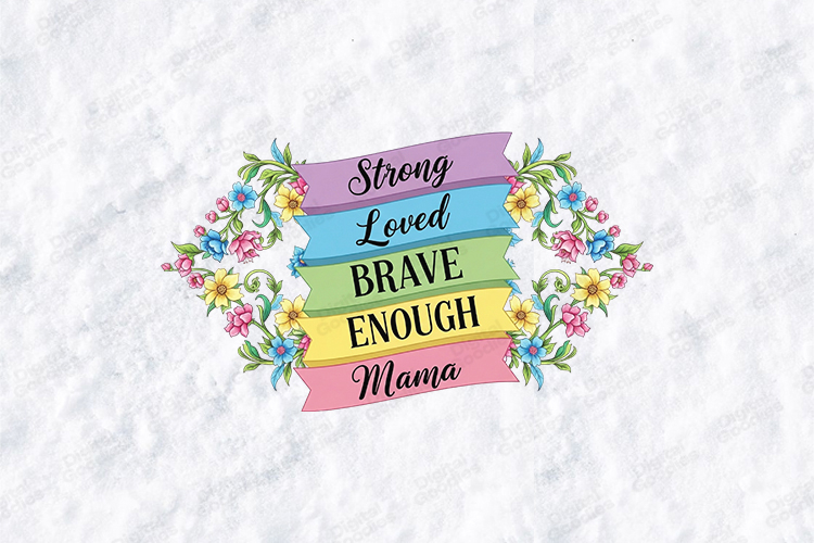 Strong Loved Brave Mama SVG - Colorful Ribbon Motherhood Art