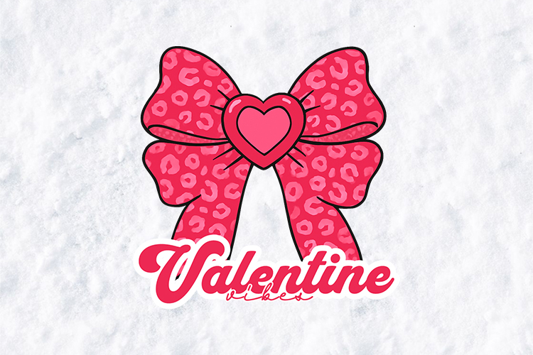 Valentine Vibes Leopard Bow SVG - Pink Cheetah Cut File