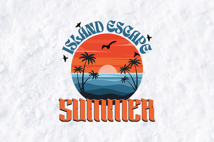 Retro Island Escape Summer Sunset Palm Tree SVG Design
