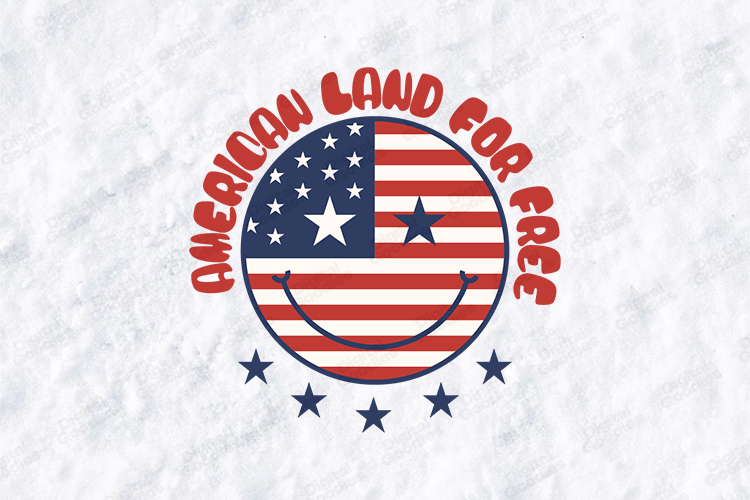American Land For Free SVG - Patriotic Smiley USA Cut File
